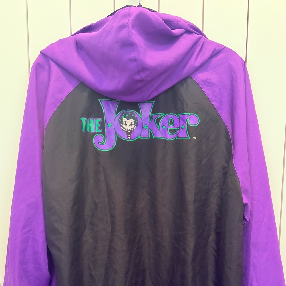 DC Comics Streetwear Windbreaker Men XL Purple Black Joker Graphic Retro 90s